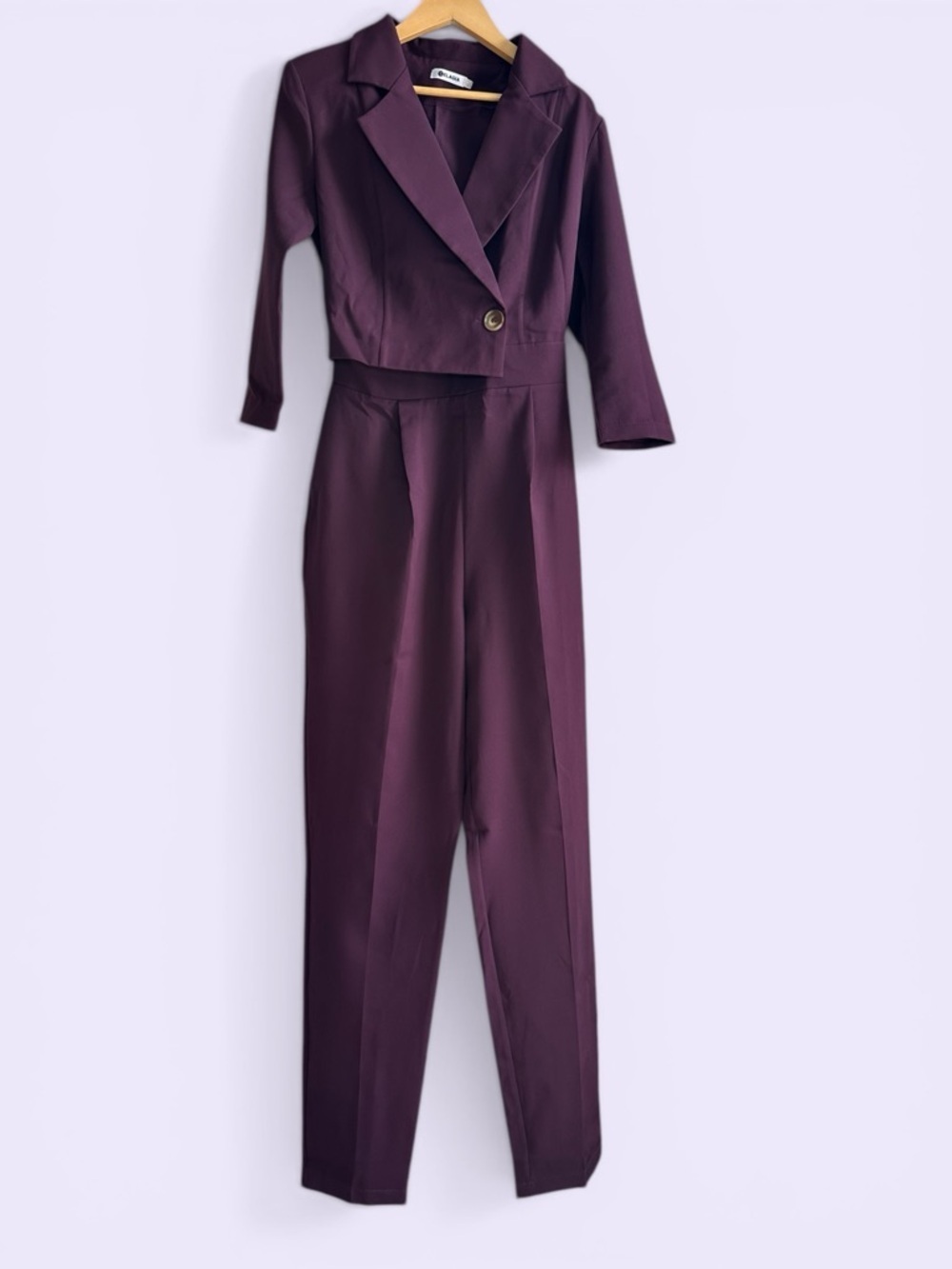 Sophisticated Plum Blazer Jumpsuit - Picture 2 of 8